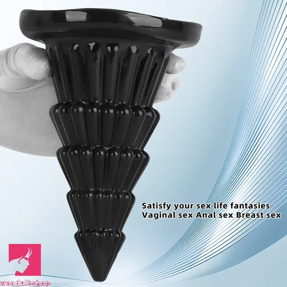 7.67in Christmas Tree PVC Black Extra Butt Plug Cock Dildo With Suction Cup