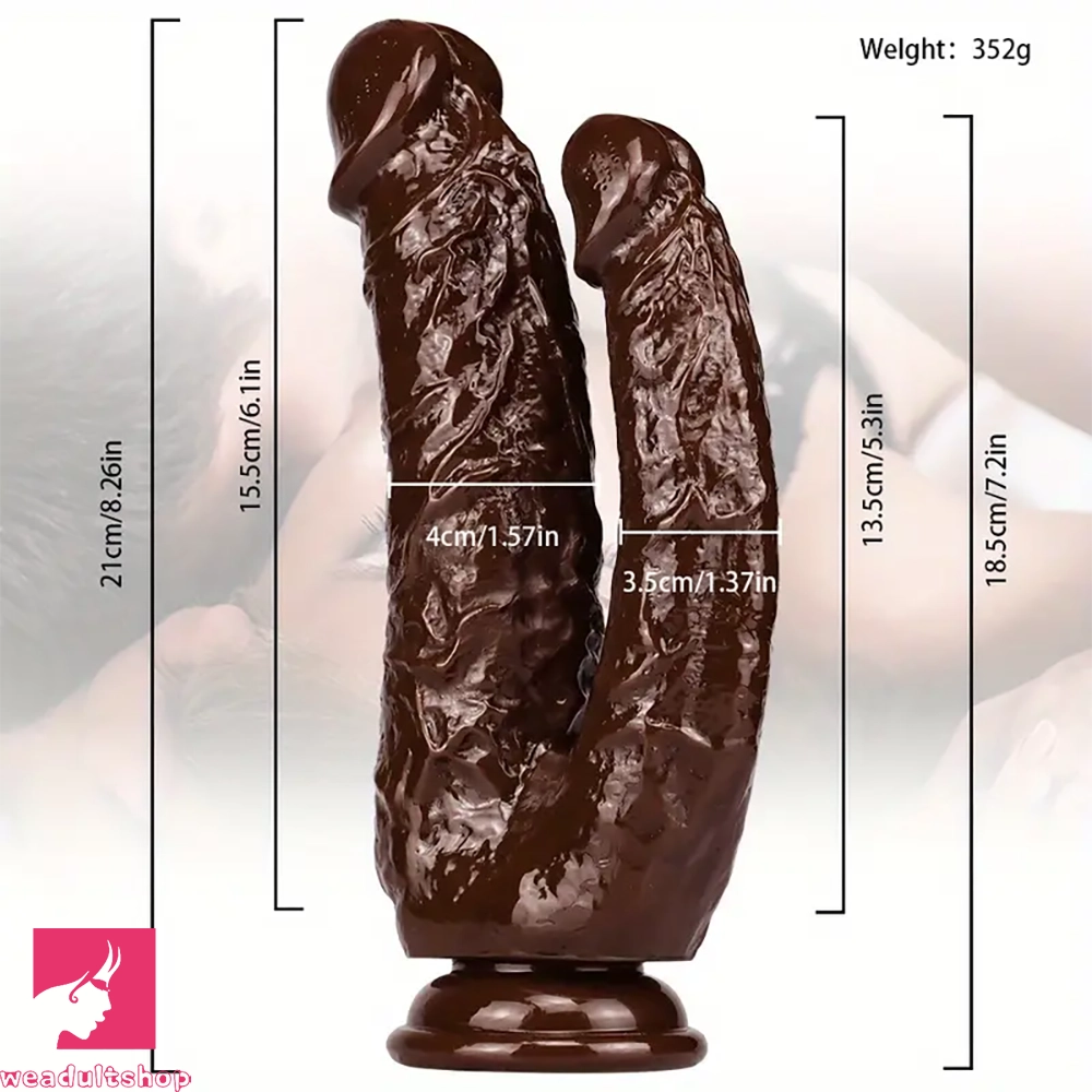 8.26in Double-Ended PVC Dildo Realistic Soft Anal Sex Toy For Lesbian