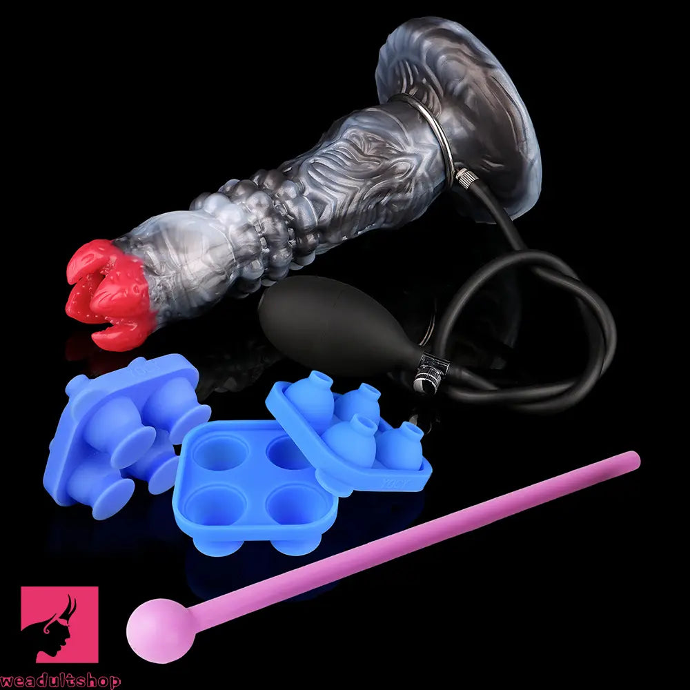 9.88in Ovipositor Egg Laying Inflatable Big Dildo Silicone Penis Texture