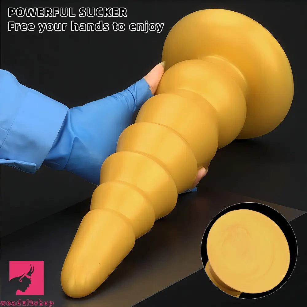 7.87in 11.41in 14.17in Golden Silicone Soft Anal Plug Dildo For Women Toy