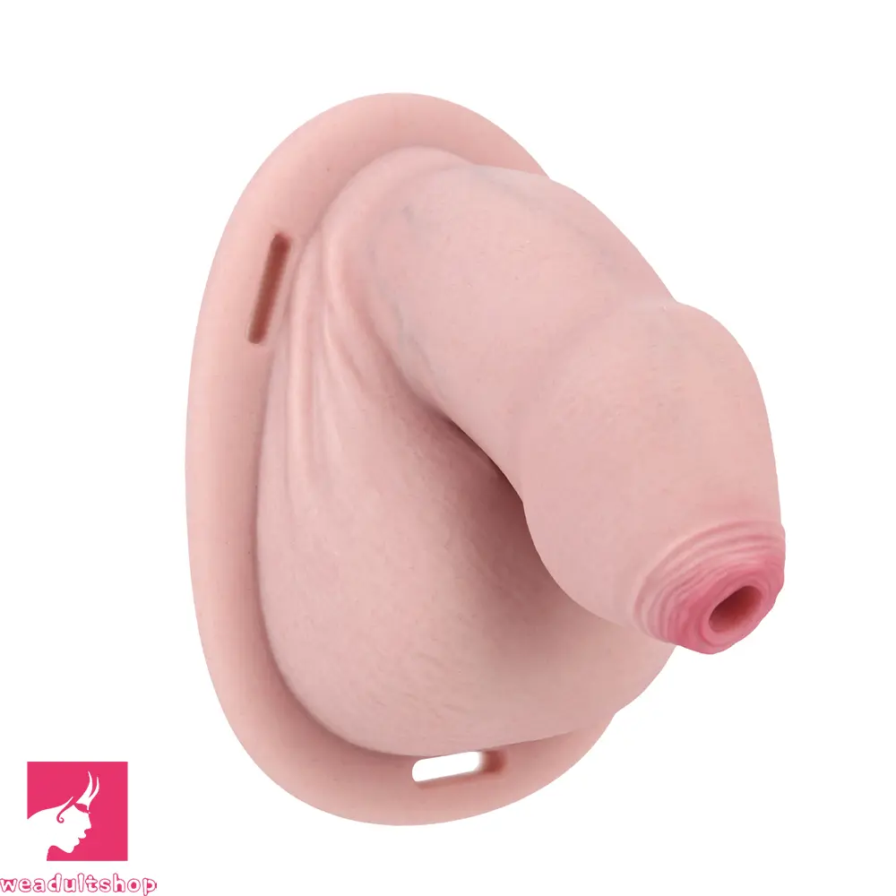 5.11in Real Hollow Chastity Cage Dildo Uncut Glans Couples Masturbator