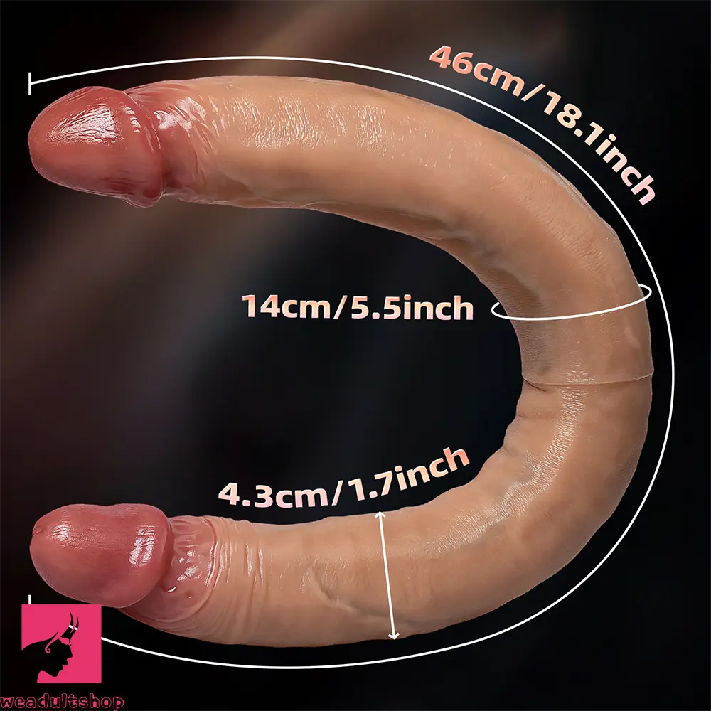 18.1in Dual Sided Silicone Dildo Anal G-spot Stimulator Masturbation Aid