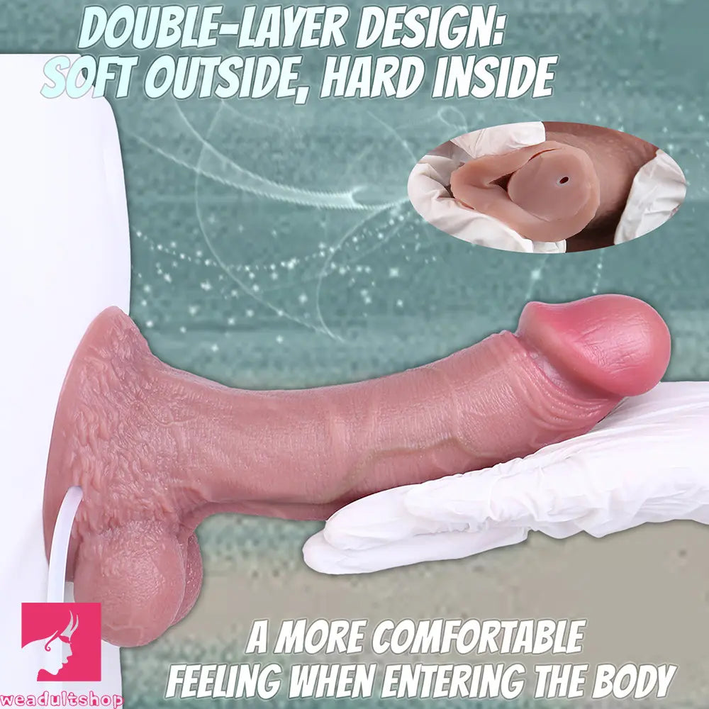 7.87in Realistic Appearance Silicone Adult Double Layer Squirting Strap on Dildo