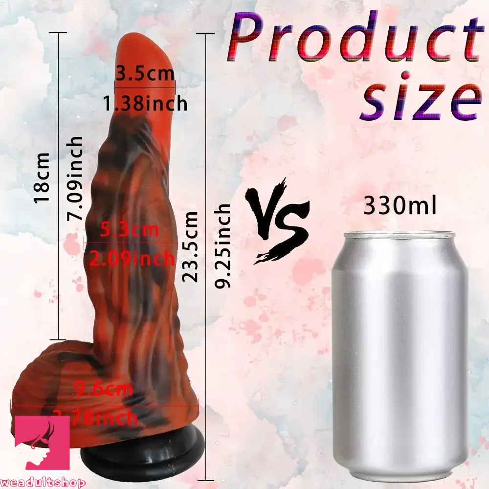 9.25in Monster Eagle Dreamy Black Red Fantasy Thick Silicone Odd Dildo