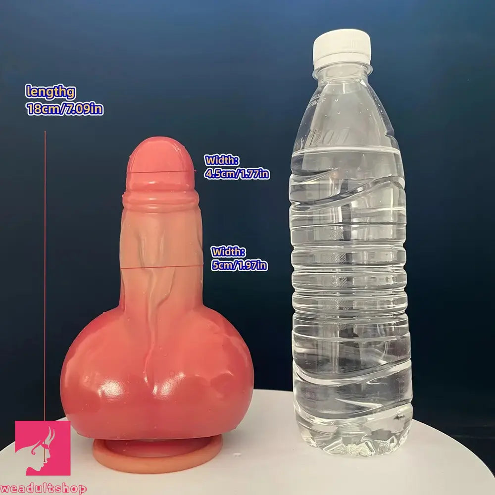 7.09in Realistic Suction Cup Male Thick Liquid Silicone Fantasy Odd Dildo