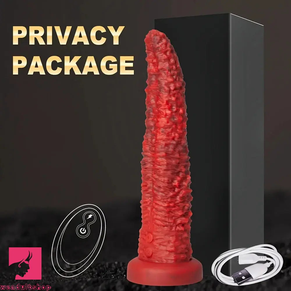 9.45in Monster Soft Odd Silicone G-Spot 10 Vibrating 3 Thrust Modes Dildo