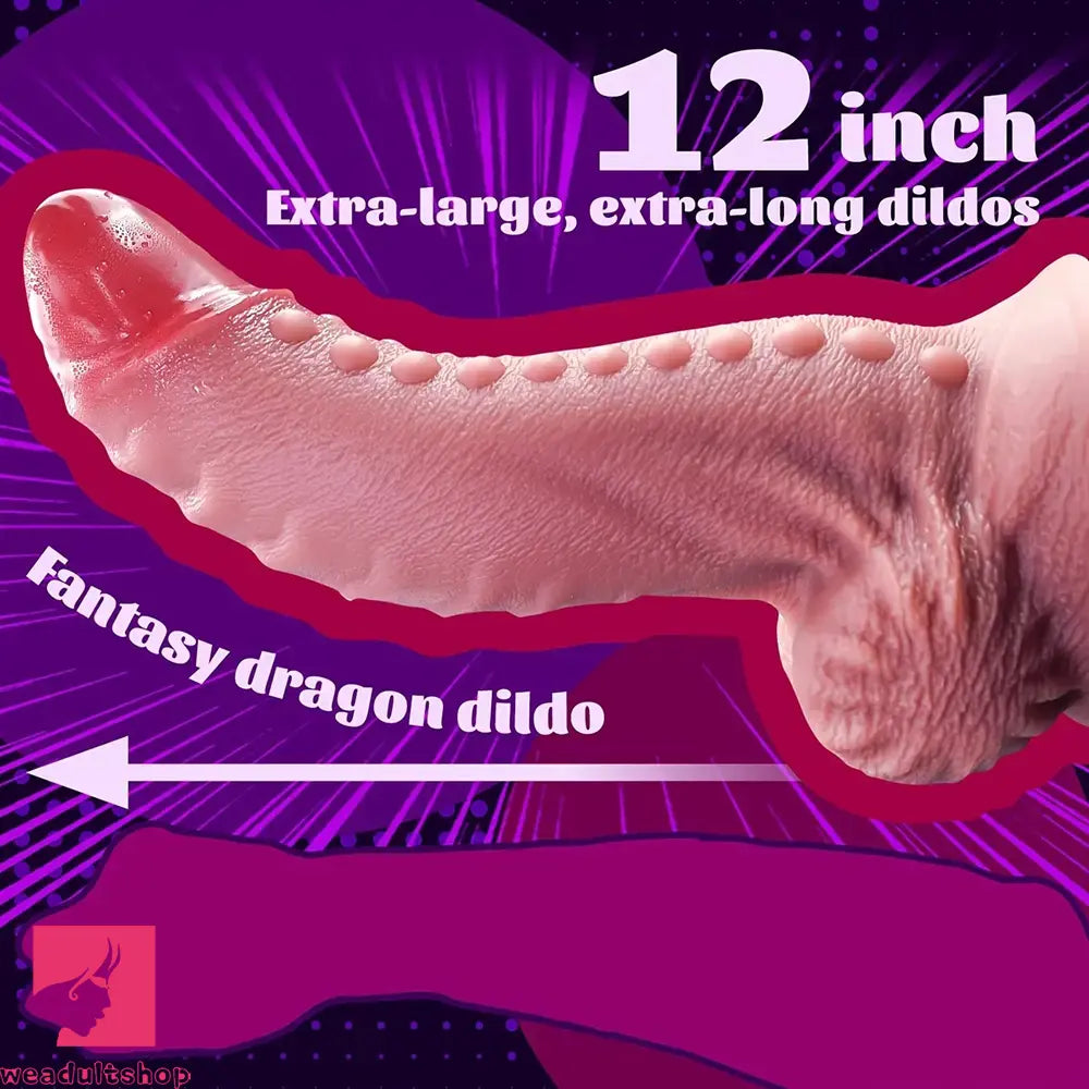 12.6in Lifelike Silicone Spiked Dong For Advanced Adult Play Huge Cock Dildo