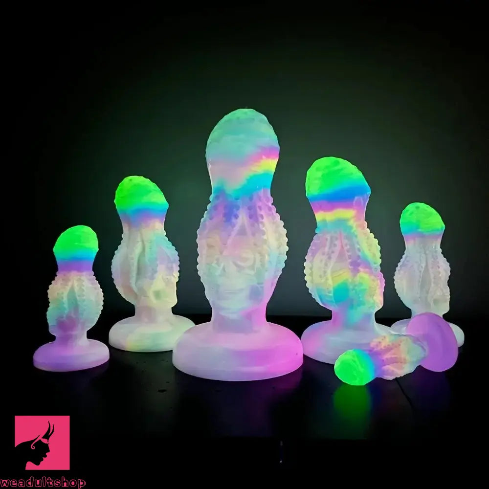 4.8in 5.7in 6.81in 7.87in 8.97in 10.39in Octopus Skull Silicone Luminous Dildo