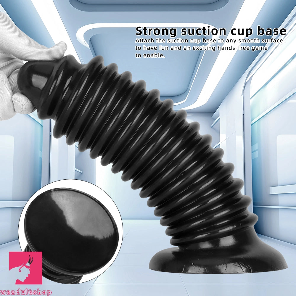 6.88in 9.84in Black Pointed Tip Threaded Big PVC Butt Plug Cock Dildo