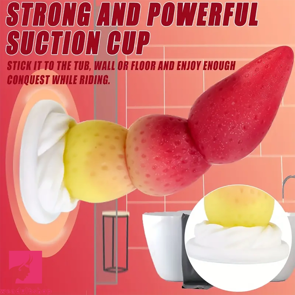 7.48in Cute Strawberry Silicone Soft G Spot Dildo With Strong Suction Cup