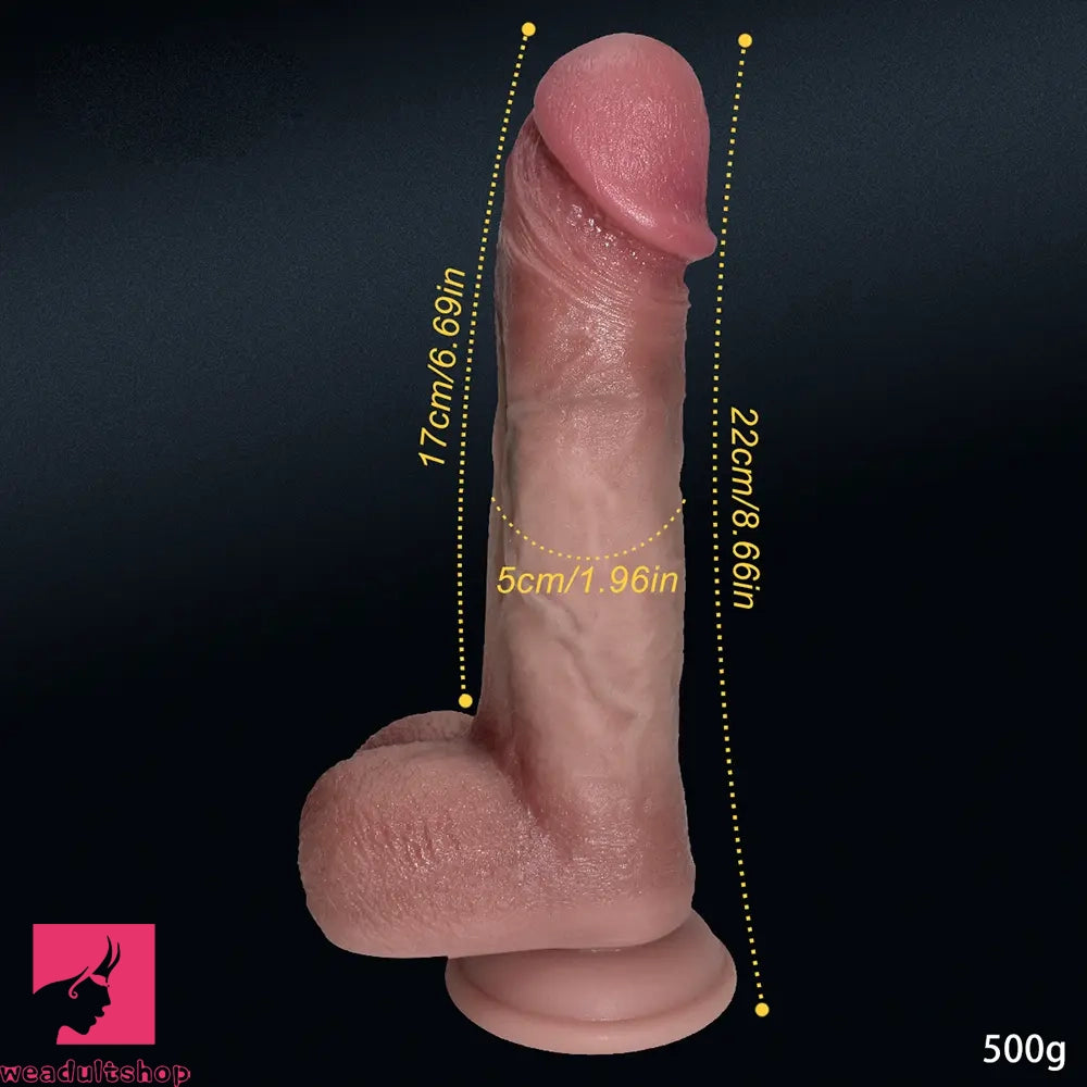 8.66in Prostate Silicone Soft Super Realistic Dildo Anal Vaginal Sex Toy