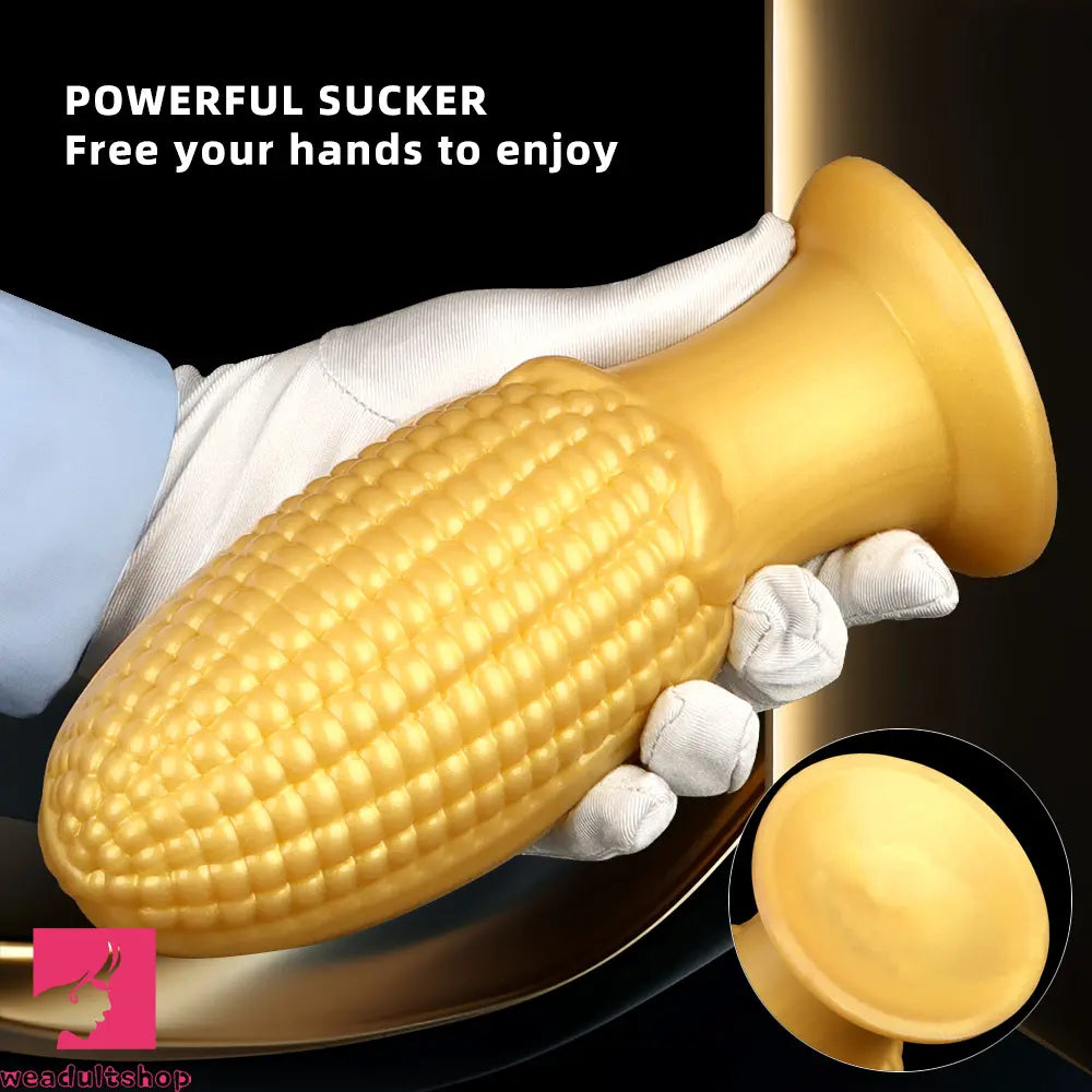 5.9in 6.7in 8.07in Liquid Silicone Thread Granules Soft Corn Gold Cock Dildo