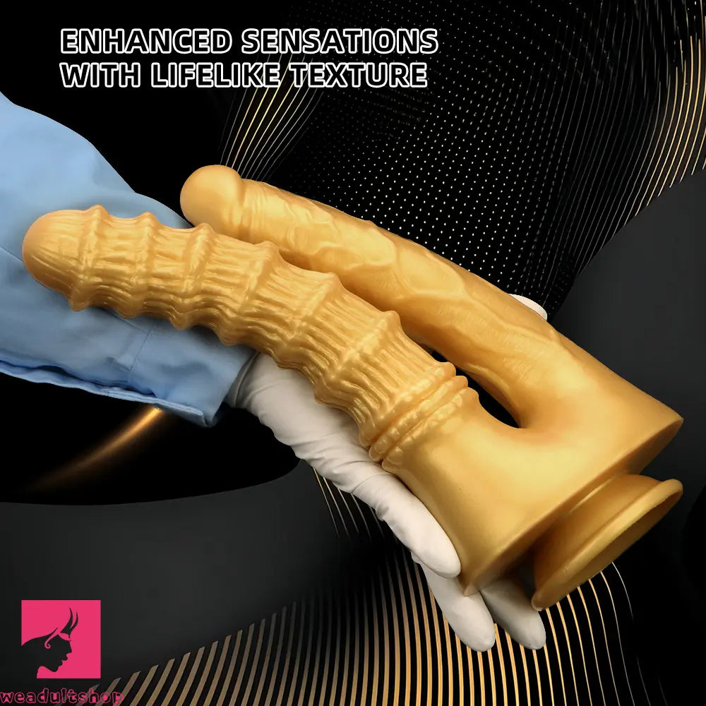 10.82in Big Silicone Soft Gold Double-headed Dildo For Female Lesbian Sex