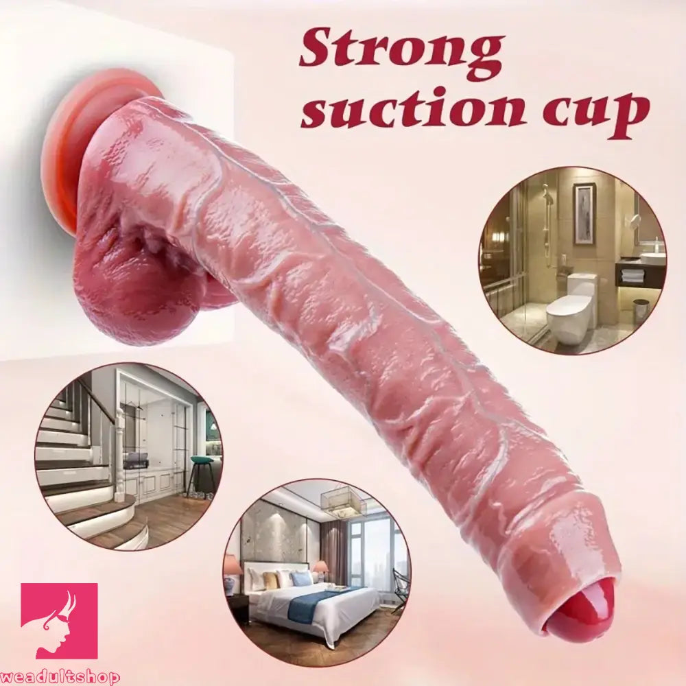 10.4in Realistic Big Uncut Movable Foreskin Silicone Big Dildo With Balls