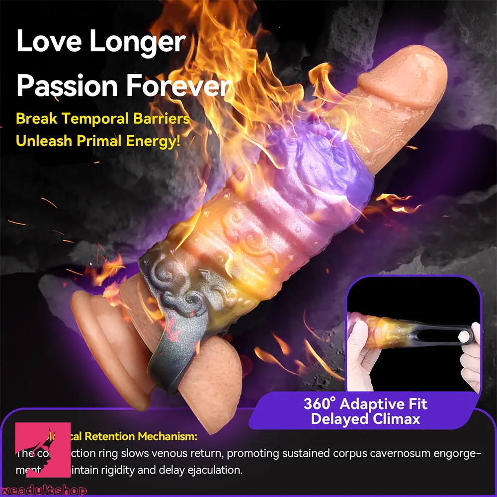 4.76in Ecan Dragon Fantasy Silicone Soft Dildo Sleeve Penis Extender