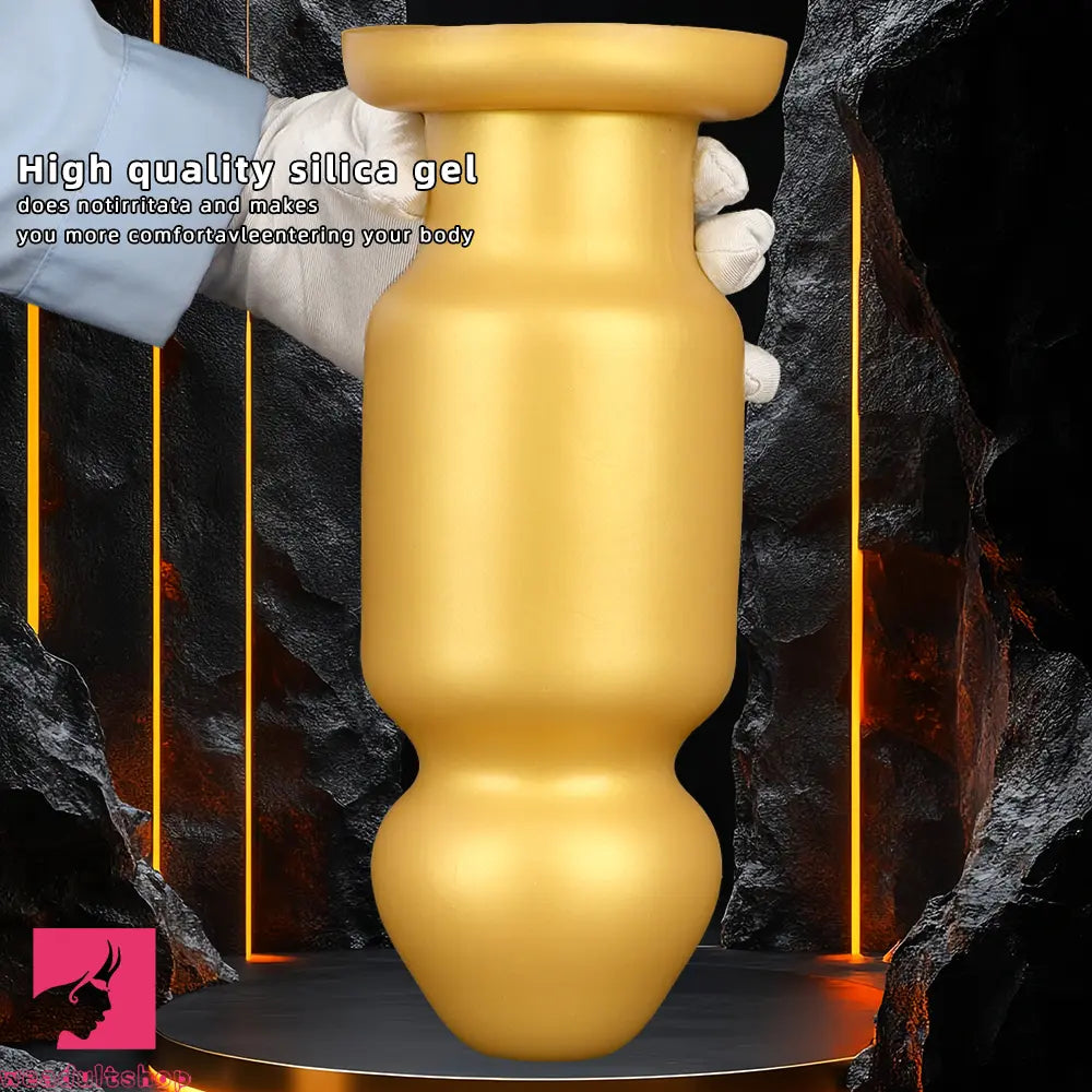 7.87in 11.22in Golden Silicone Soft Big Anal Plug Dildo For Clit Expansion