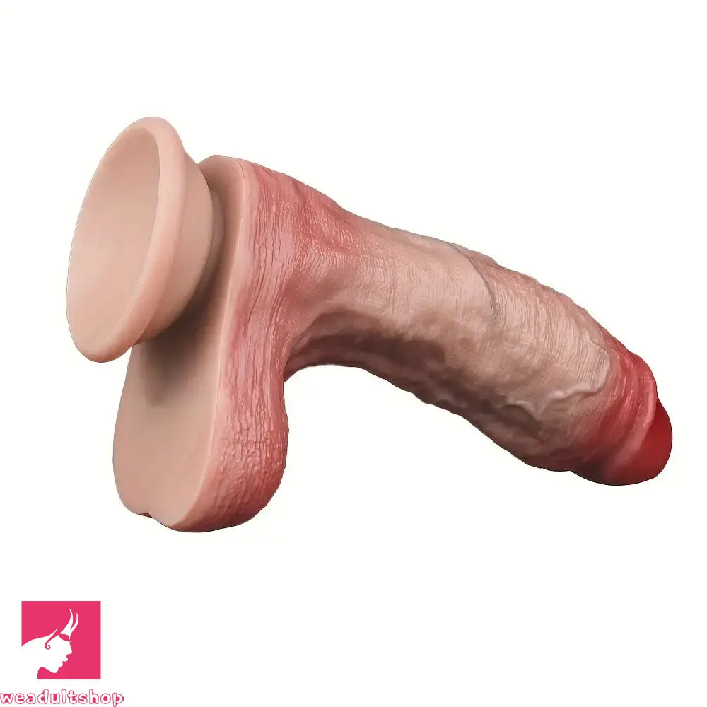 7.68in Soft Liquid Silicone Double-Layered Cock Simulator Dildo With Base