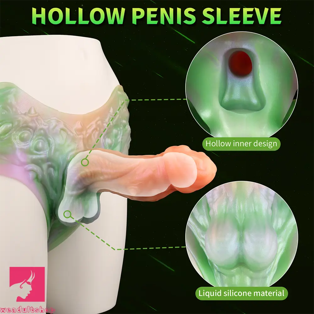 8.26in Monster Fantasy Hollow Dildo Harness Pants Strap on Spiked Dildo