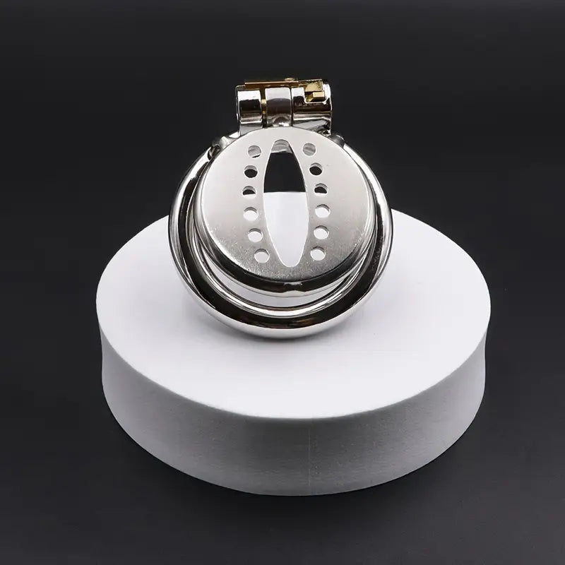 Sexual Chastity Stainless Steel Male Flat Snowflake Style Metal Chastity Cage