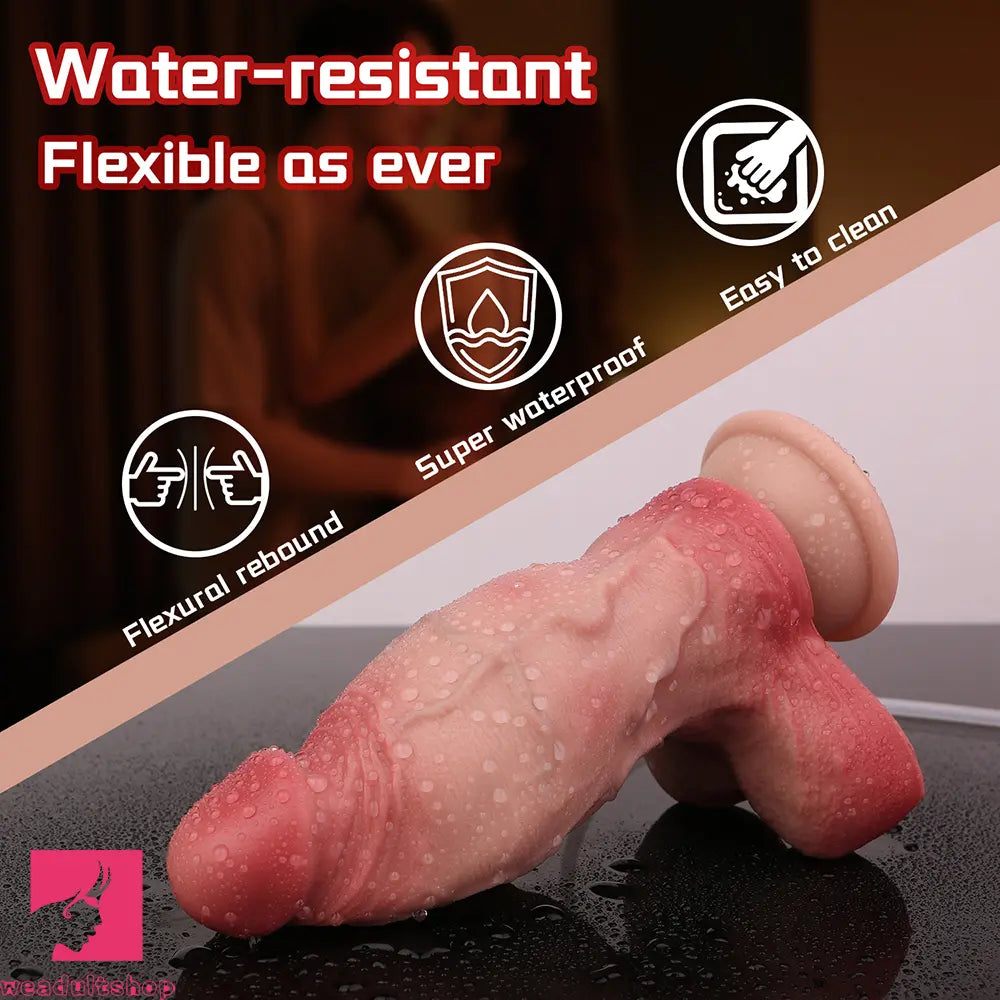 6.5in Liquid Thick Cock Real Silicone Double Layer Realistic Cumming Dildo