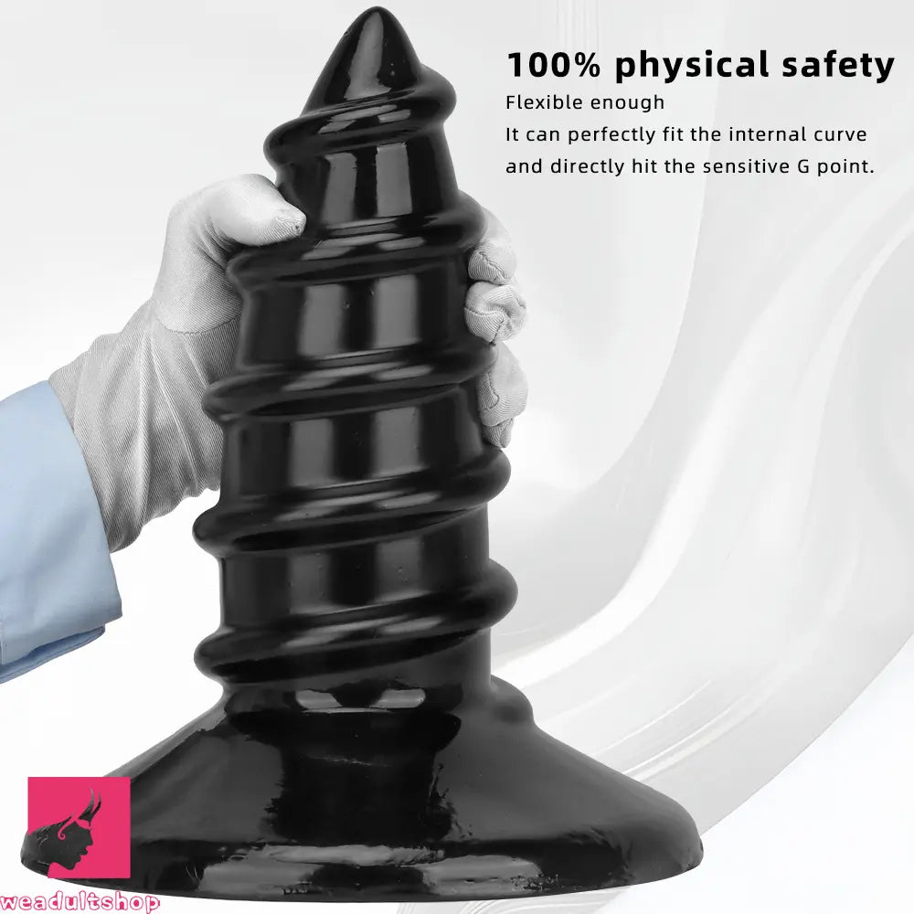 9.05in 11.22in Black Oversized Screw Giant PVC Penis Anal Plug Fat Dildo