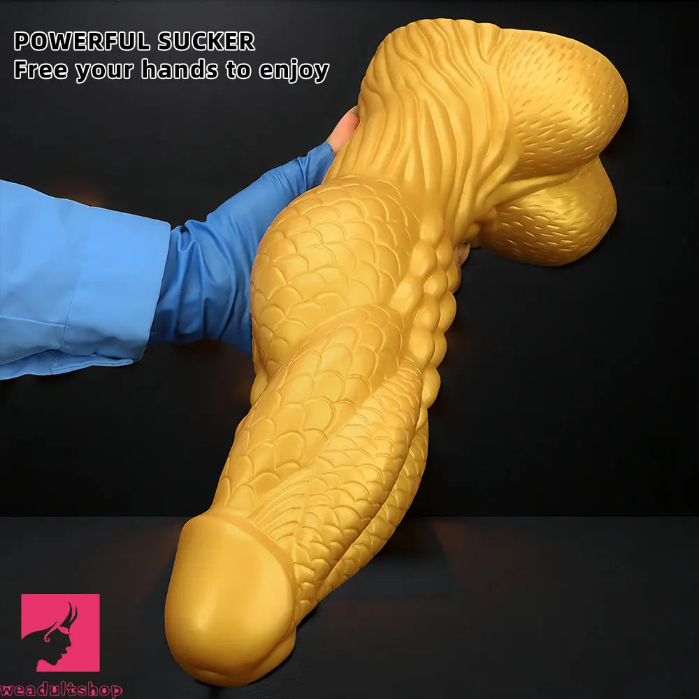 14.56in Gold Silicone Dragon Soft Big Long Realistic Animal Thick Dildo