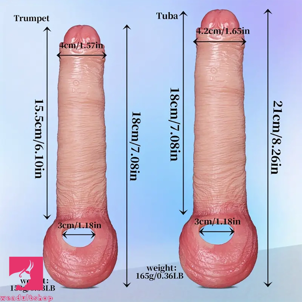 7.08in 8.26in Realistic Removable Foreskin Dildo Wearable Hollow Cock Dildo