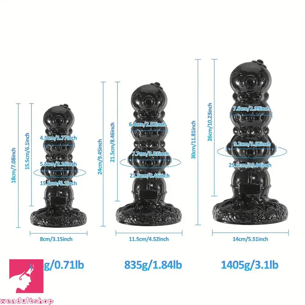 7.08in 9.45in 11.81in PVC Octopus Balls Anal Black Special-shaped Big Dildo
