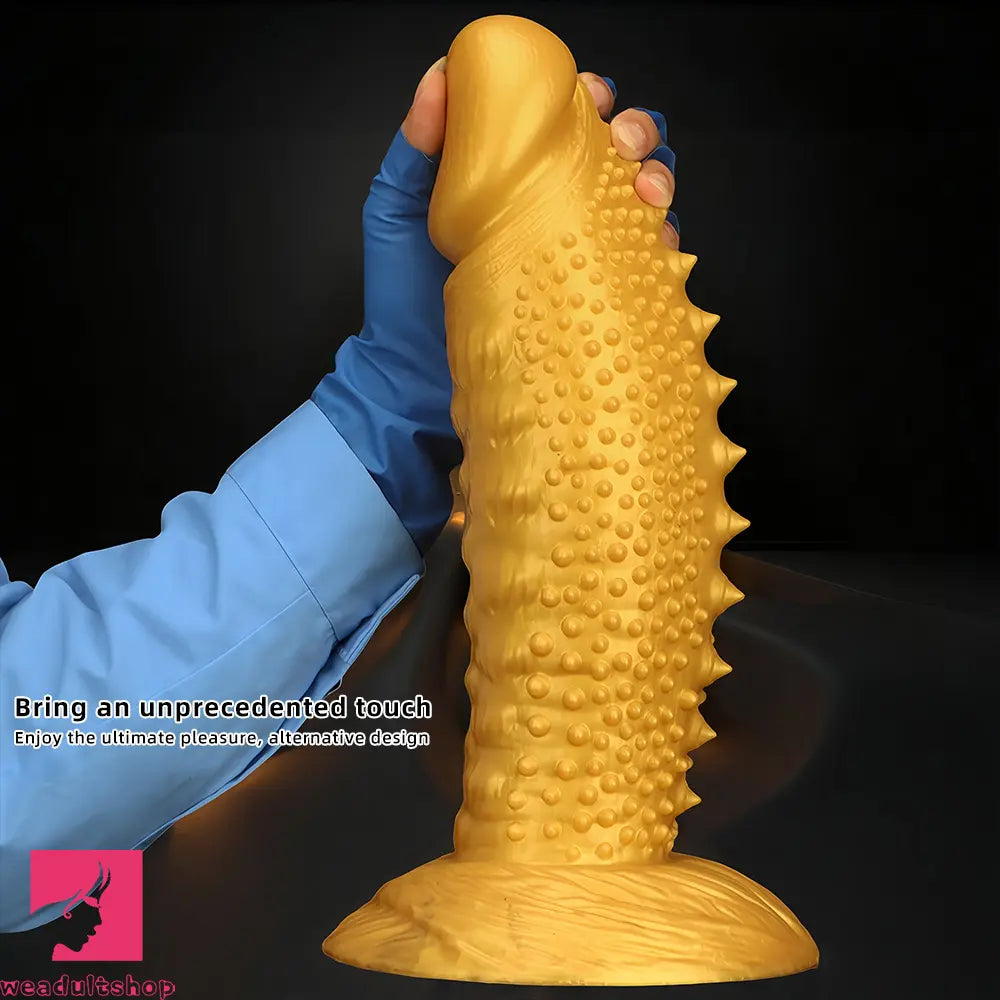 .48in 9.05in 10.62in 12.59in 14.17in Golden Soft Wolf-tooth Spiked Dildo