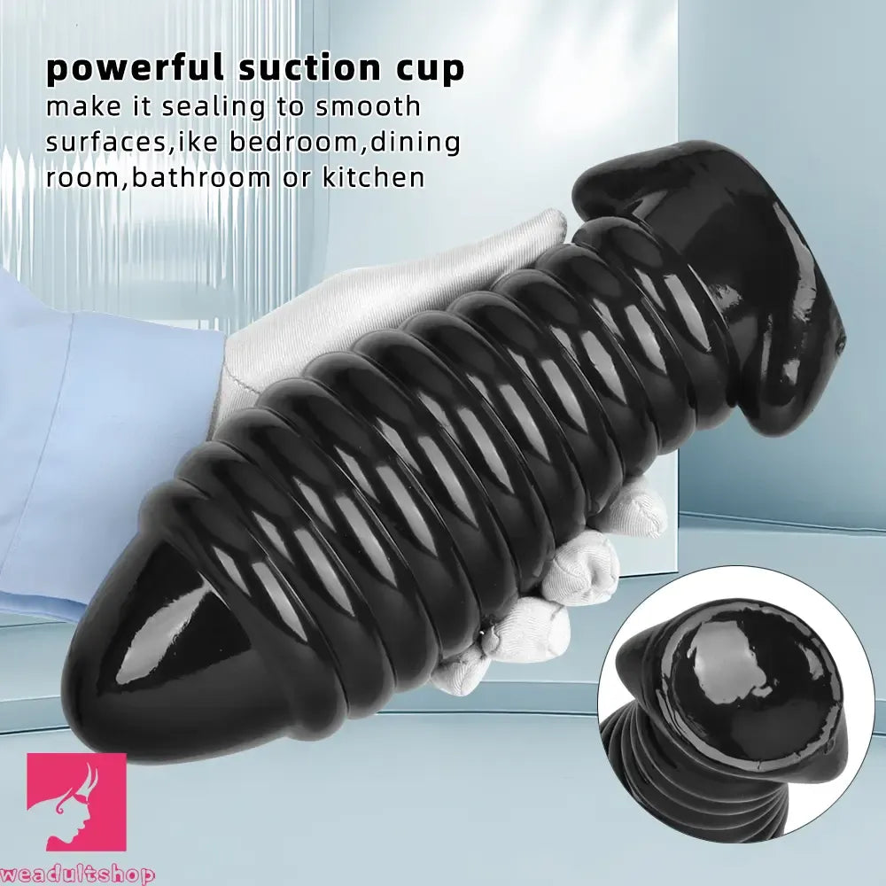 5.11in 7.08in 9.05in Dragon Egg Thread PVC Black Toy Big Butt Plug Dildo