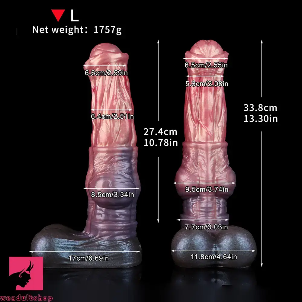8.74in 10.66in 13.3in Fantasy Dual Layer Silicone Muscle Horse Cock Dildo