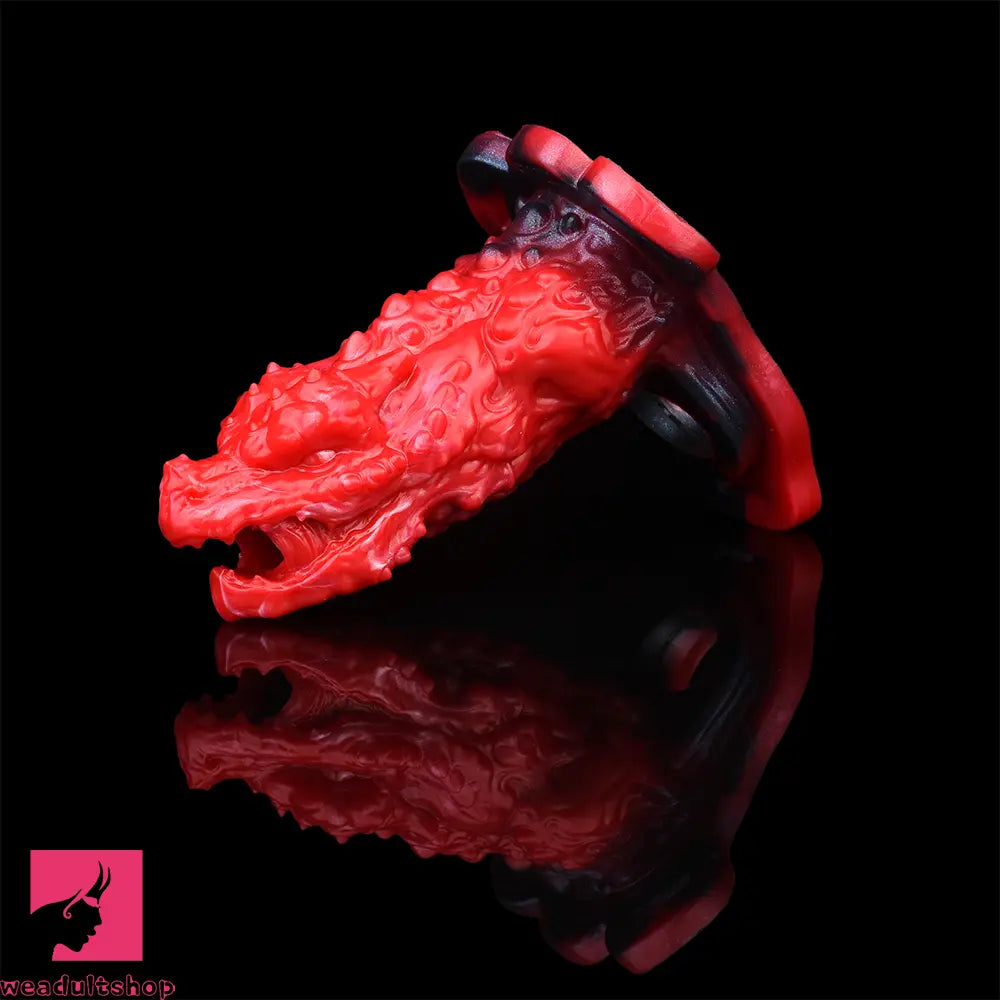 5.62in Hollow Dildo Built-in Keel Vibration Remote Strapon Animal Penis Sleeve