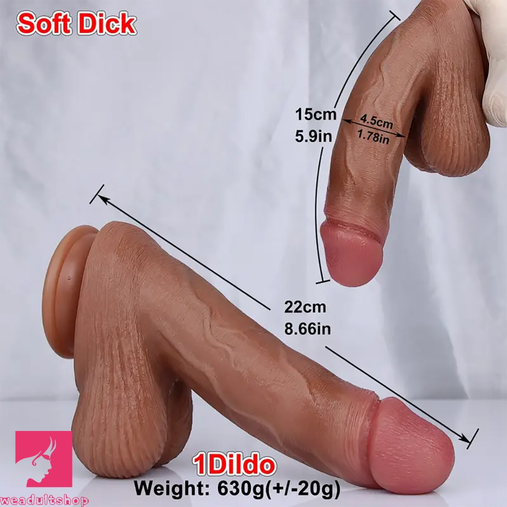 8.66in Liquid Silicone Realistic Dual Density Dildo Soft Skin Prostate Cock
