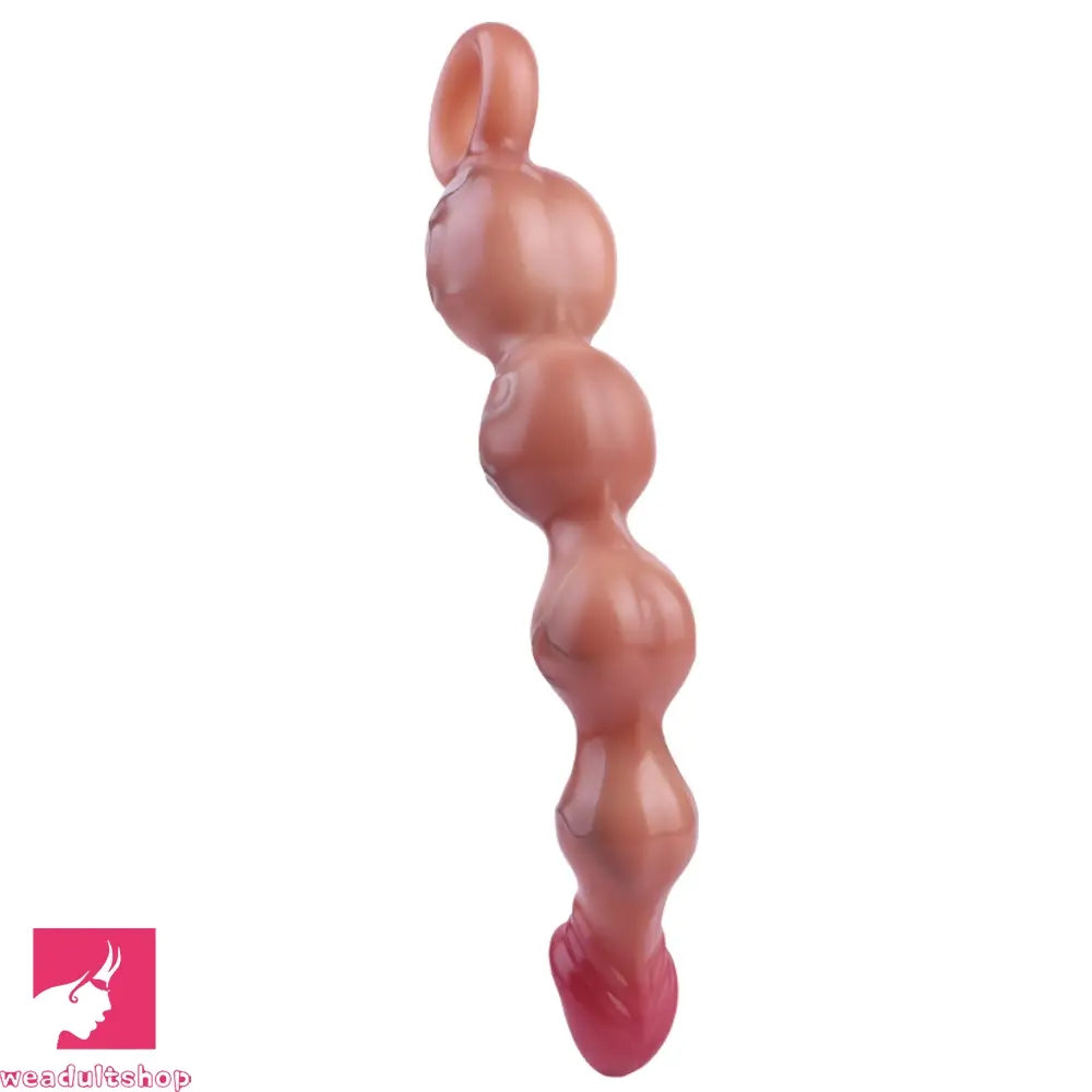 10.8in Big Vibrating Silicone Soft Pulling Beads Odd Dildo With 3 Motors