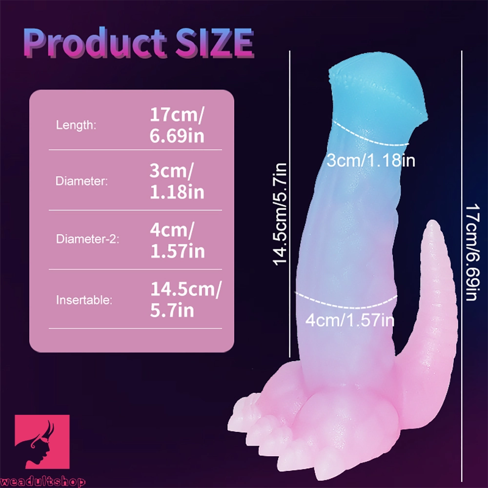 6.69in 9.44in Horse Dinosaur Luminous Monster Soft Dildo For Prostate
