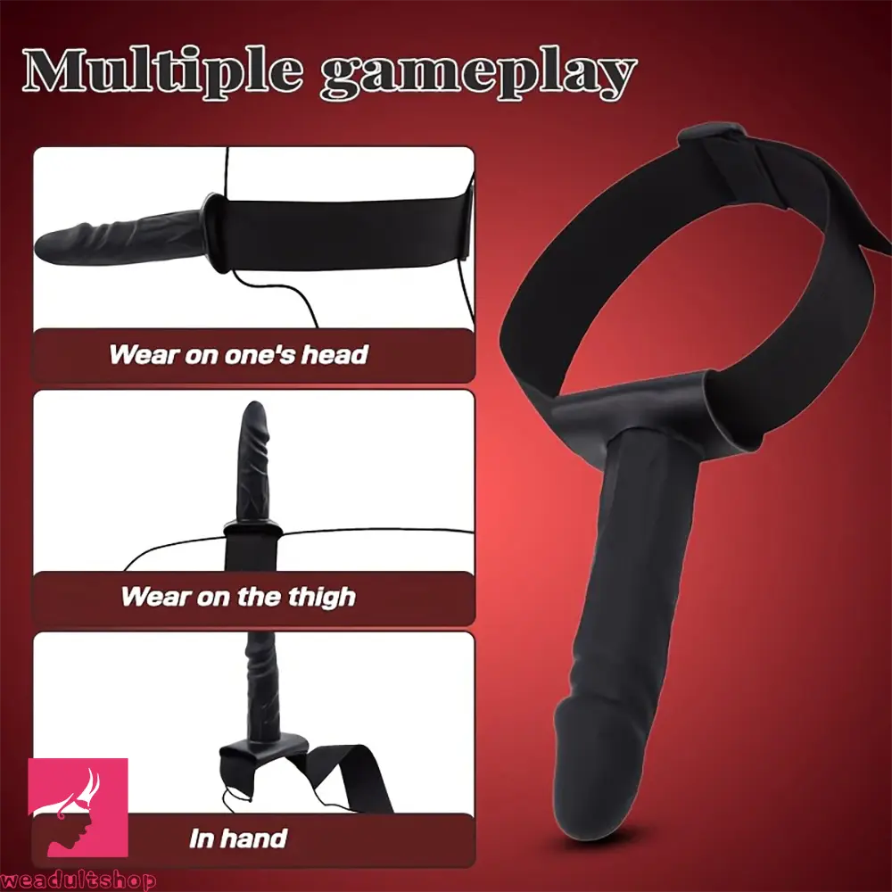 7.08in Wearable Bondage Training Mouth Face Gag Dildo For BDSM Game