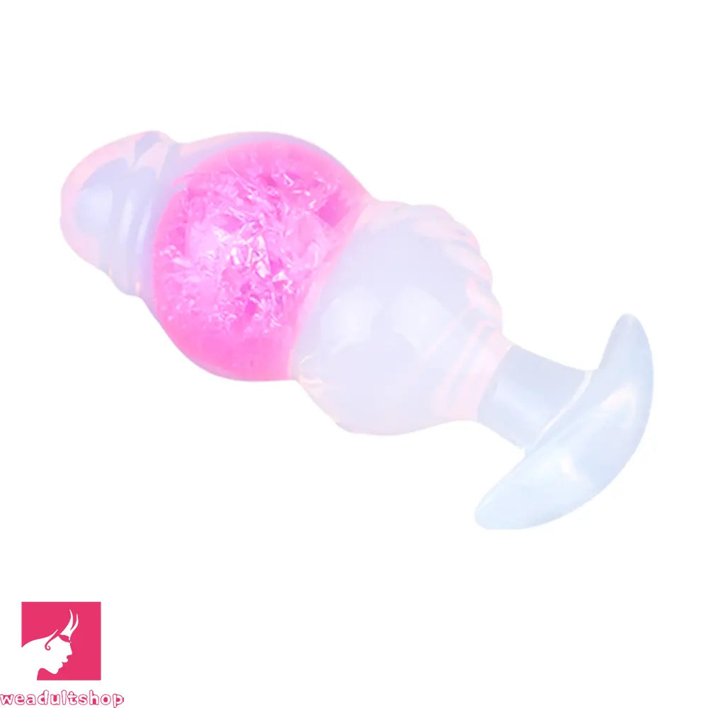 5.63in Luminous Silicone Anal Beads Dildo Anal Cock Toy With Anchor