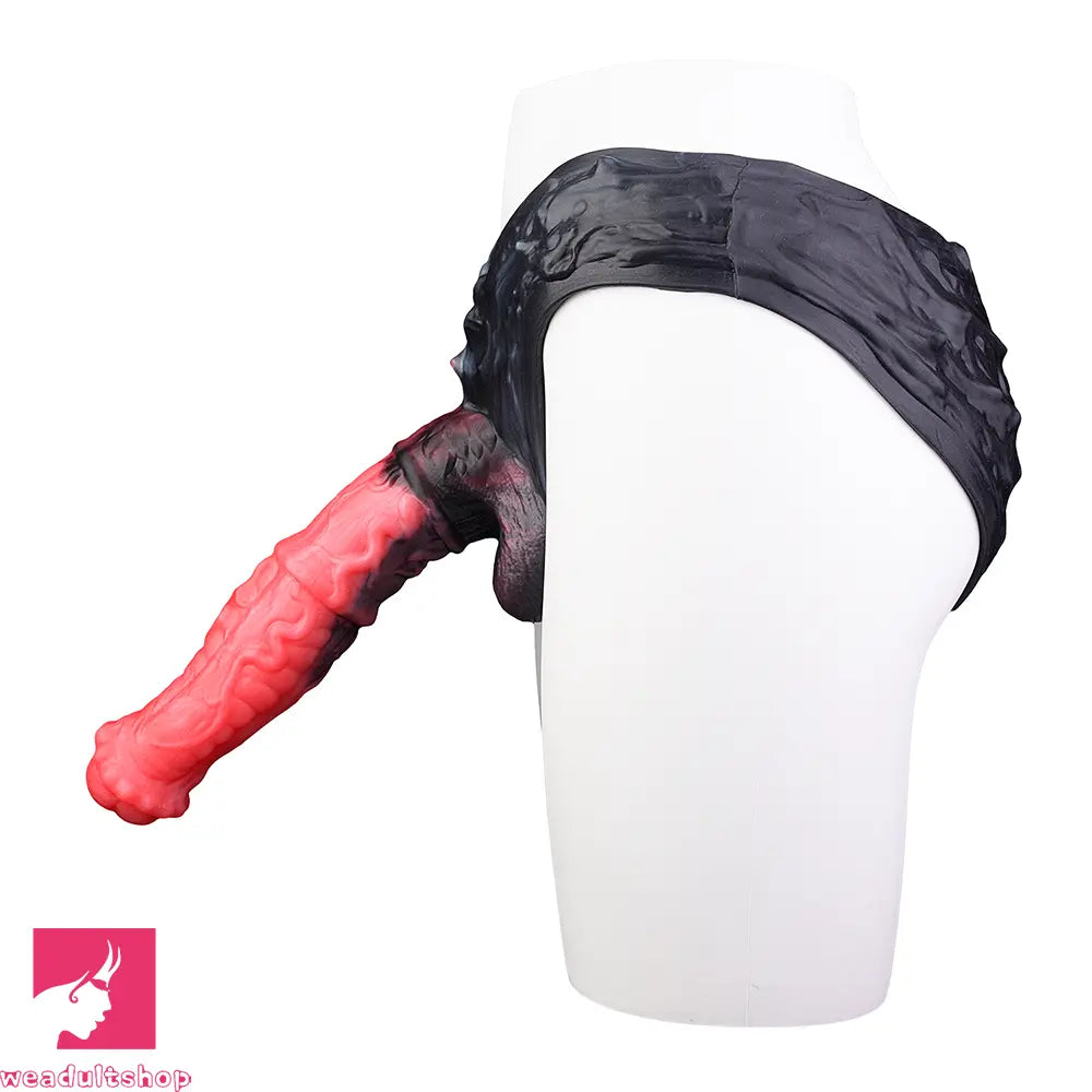 11.02in Horse Cock Hollow Soft Dildo Leather Panty Animal Penis Sheath