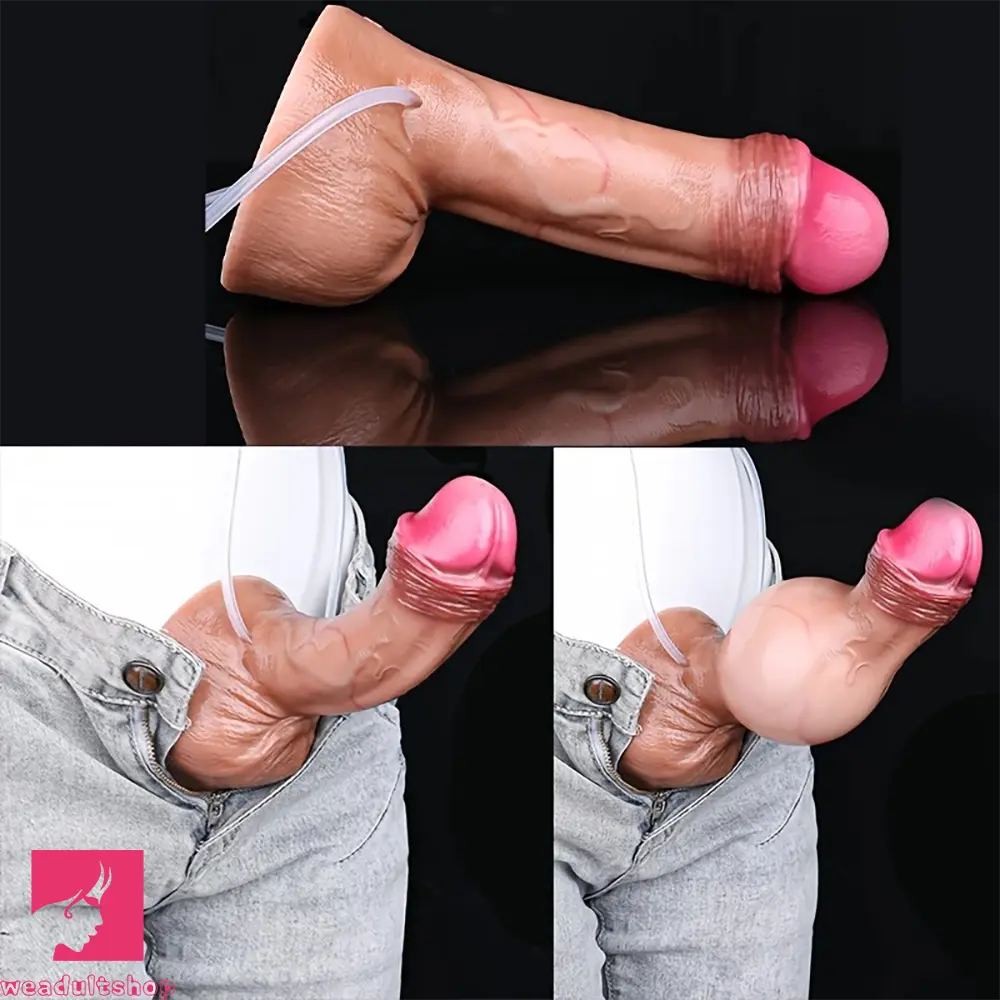 7.59in Skin-Friendly Liquid Silicone Inflatable Spraying Body-Safe Dildo