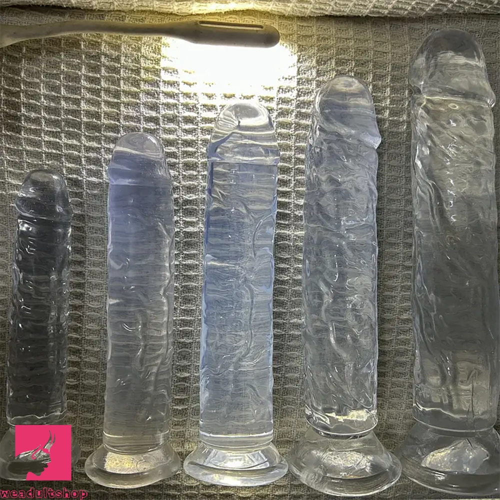 6.1in 6.7in 7.48in 8.26in 9.05in Soft Realistic Jelly Transparent Prostate Dildo