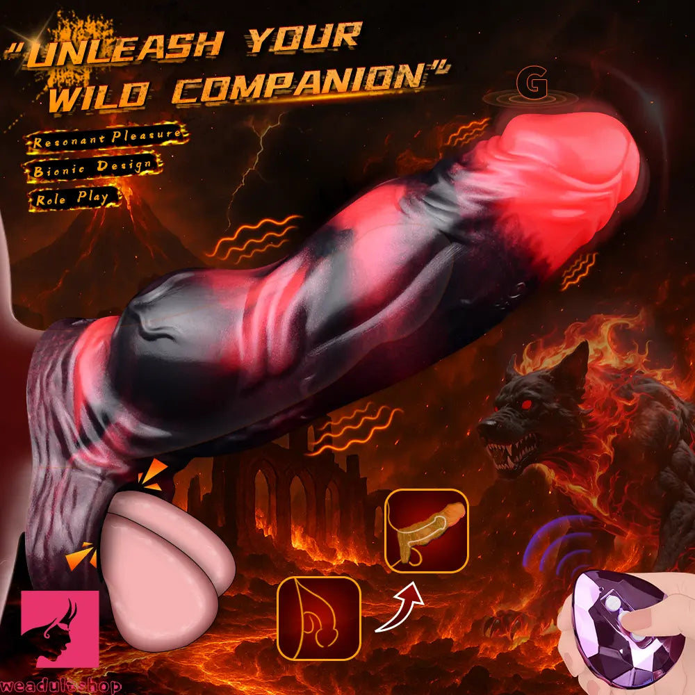 7.09in Silicone Cock Sleeve Knot Dildo Vibrating Hollow Cock Ring Penis Toy