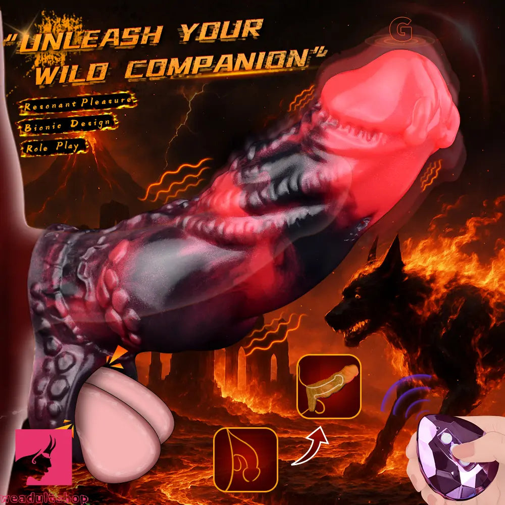 5.98in Silicone Dog Cock Hollow Sleeve Knot Dildo With Cock Ring For Clit