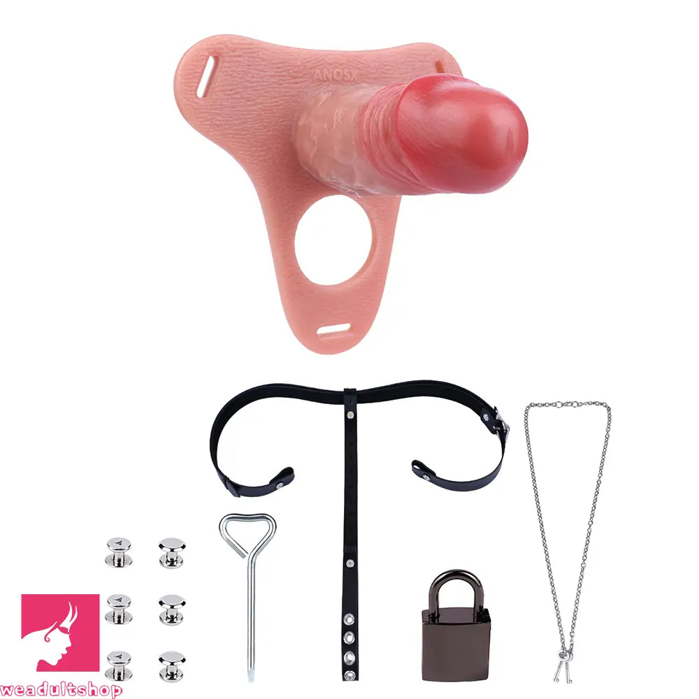 5.51in Strap on Hollow Silicone Cock Cage Dildo For Chastity Dildo Sleeve