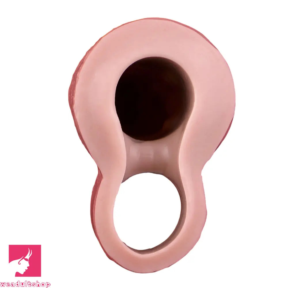 8.27in Lifelike Blue Veins Hollow Dildo Uncut Cock Sleeve With Penis Ring