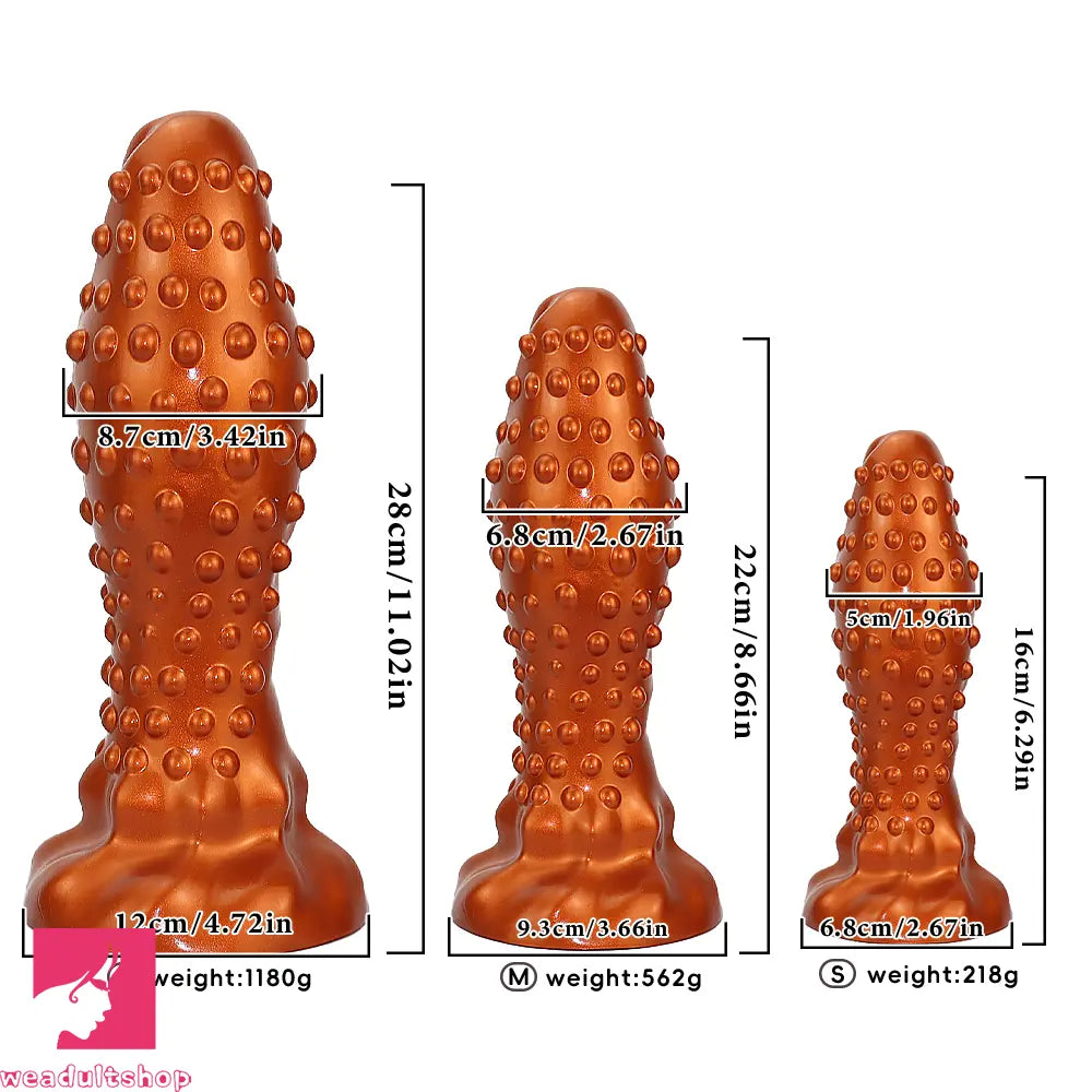 6.29in 8.66in 11.02in Spiked Stripe Silicone Butt Plug Odd Dildo Vagina Dilator