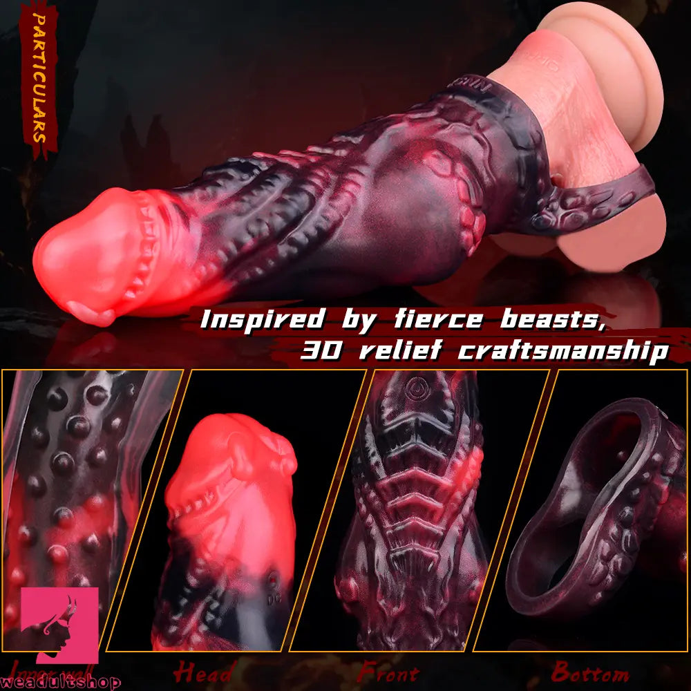 5.98in Silicone Dog Cock Hollow Sleeve Knot Dildo With Cock Ring For Clit
