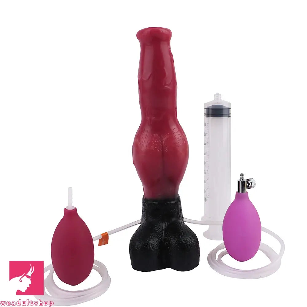10.98in Dog Knot Ejaculating Inflatable Soft Silicone Dildo For Cock Sex