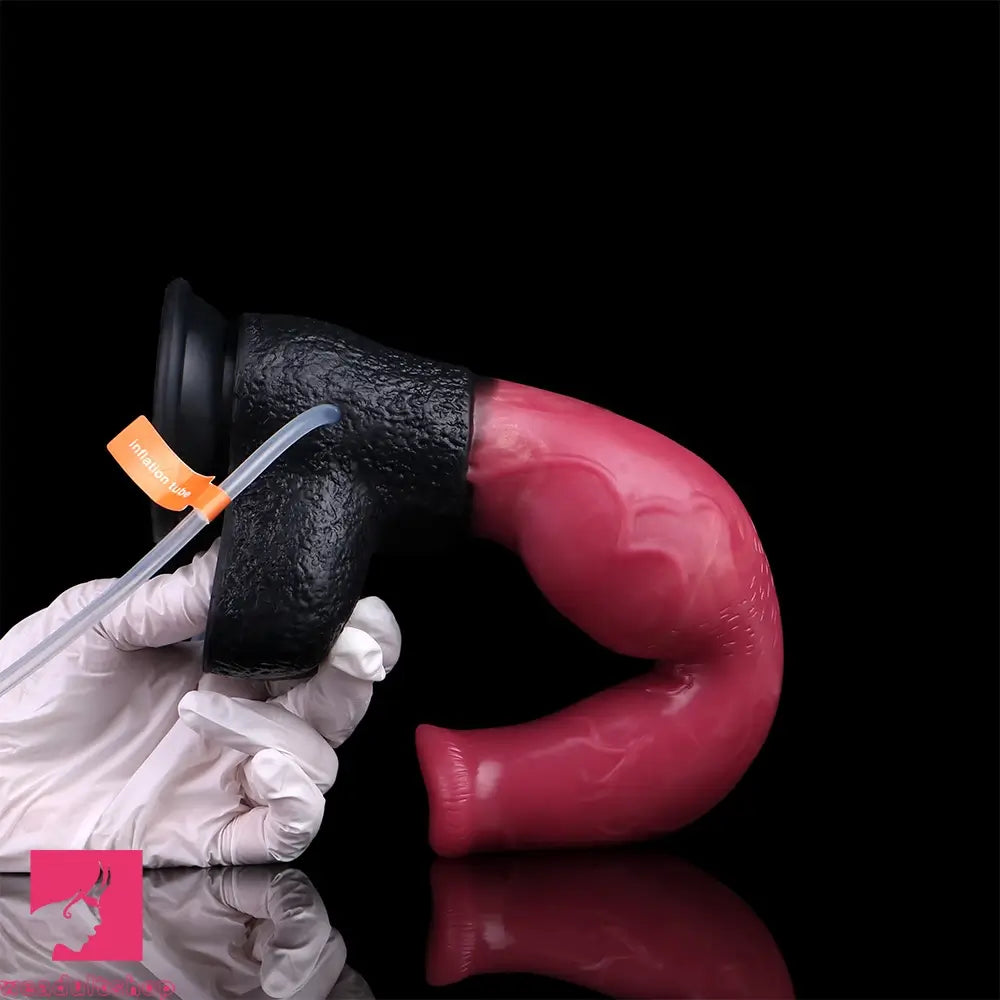 10.98in Dog Knot Ejaculating Inflatable Soft Silicone Dildo For Cock Sex