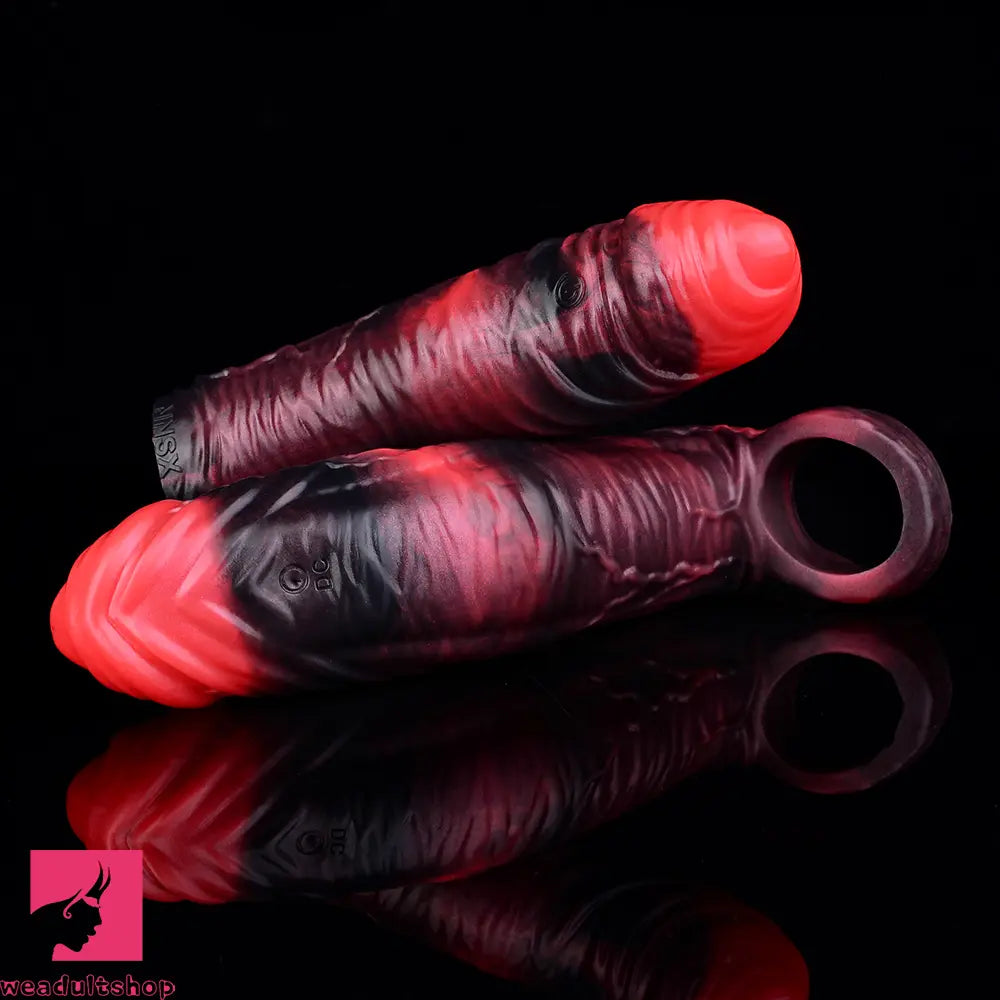 5.98in 7.09in Silicone Cock Sleeve Soft Vibrating Uncut Hollow Dildo For Clit