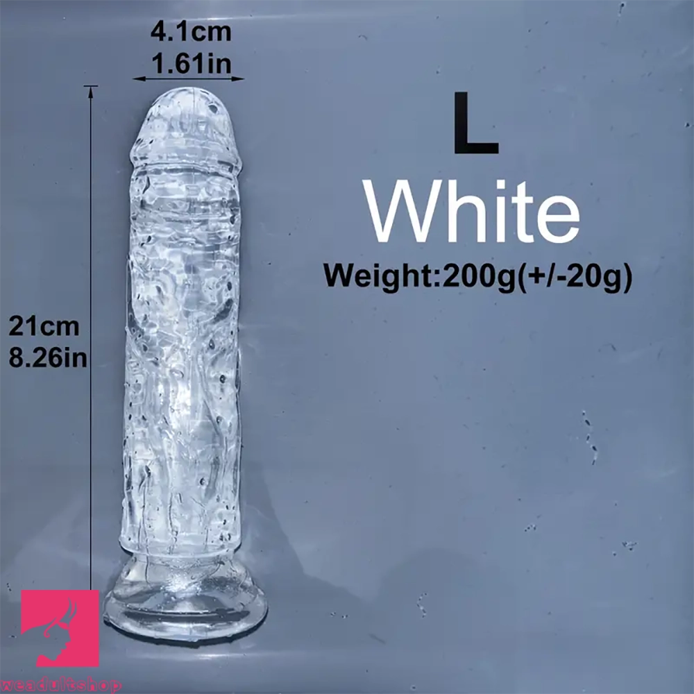 6.1in 6.7in 7.48in 8.26in 9.05in Soft Realistic Jelly Transparent Prostate Dildo